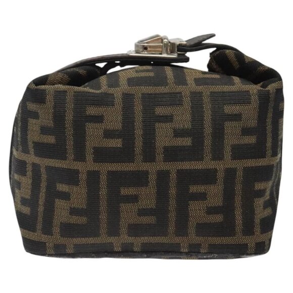 FENDI Zucca Canvas Hand Pouch BagBlack Brown Silver Auth ar13639 - Picture 2 of 16